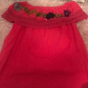 Off shoulder flowered shirt